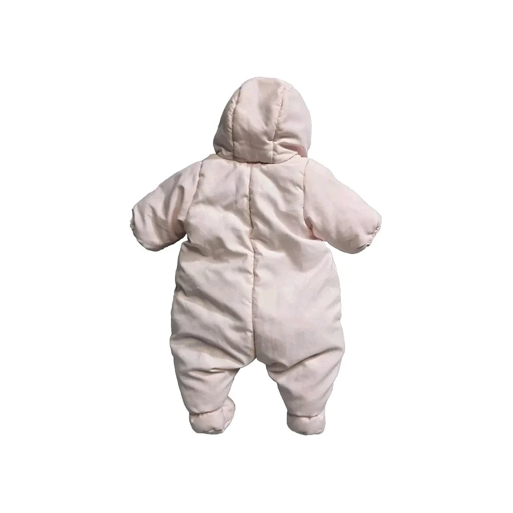 petit bateau Baby Girls Pink Snow Suit 6 Months Warm Footed Hooded